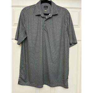 Greg Nornan Men L Blue White Striped Polo Shirt Play Dry Performance Golf